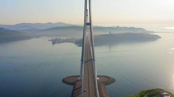 Russian bridge from the mainland to the Russian island in the Sea of Japan video