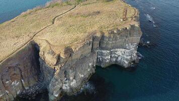 Sea coast, with beautiful high cliffs. Cape Tobizina video