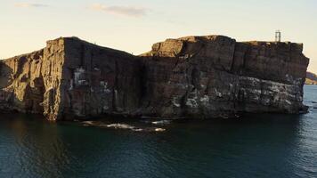 Sea coast, with beautiful high cliffs. Cape Tobizina video