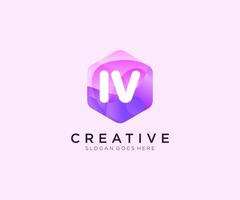 IV initial logo With Colorful Hexagon Modern Business Alphabet Logo template vector