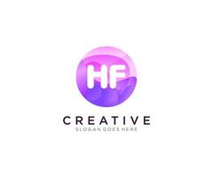 HF initial logo With Colorful Circle template . vector