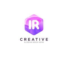 IR initial logo With Colorful Hexagon Modern Business Alphabet Logo template . vector