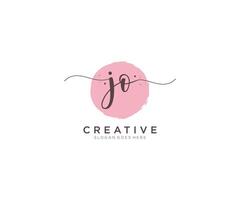 initial JO Feminine logo beauty monogram and elegant logo design, handwriting logo of initial signature, wedding, fashion, floral and botanical with creative template. vector