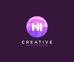 HI initial logo With Colorful Circle template . vector