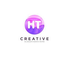 HT initial logo With Colorful Circle template . vector