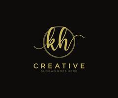 monograma de belleza del logotipo femenino inicial kh y diseño de logotipo elegante, logotipo de escritura a mano de la firma inicial, boda, moda, floral y botánica con plantilla creativa. vector