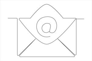 Continuous one line email outline hand drawn symbol art illustration vector