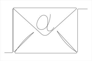 Continuous one line email outline hand drawn symbol art illustration vector