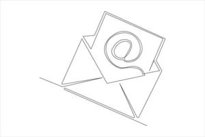 Continuous one line email outline hand drawn symbol art illustration vector