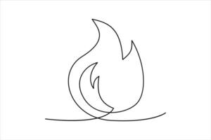 Continuous one line drawing fire art illustration of white background vector