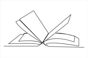 Continuous one line drawing of a book icon. outline art illustration vector