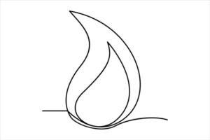 Continuous one line drawing fire art illustration of white background vector