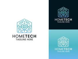 Simple minimalist futuristic home tech logo design vector