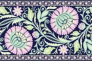 floral sin costura antecedentes geométrico étnico oriental ikat sin costura modelo tradicional diseño para fondo, alfombra, fondo de pantalla, ropa, envase, batik, tela, ilustración bordado estilo. vector