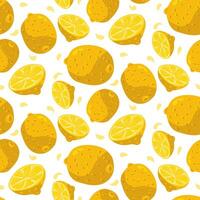 Bright illustration with a lemon pattern exuding freshness. Perfect for summer design, from beverage packaging to kitchen decoration, adding liveliness. Dynamism, freshness. Citrus whole, cut vector