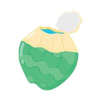 Fresh Coconuts and Drinks Flat Stickers vector