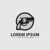 pistola logo icono y táctico diseño pistolas ilustración vector