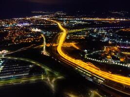 A view of nighttime Sochi from the air photo