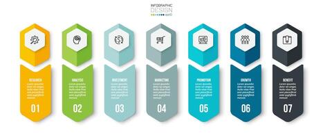 concepto de negocio de plantilla infográfica con paso. vector