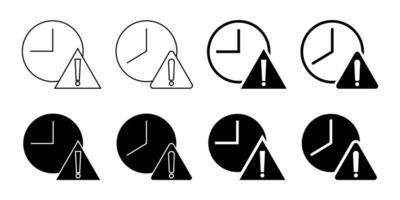 Set of Outdated Glyph Icons. Warning, Alarm, Circular Clock Symbol with Exclamation Mark. Simple and Modern Design for Web and Applications. vector