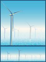 wind turbines in the sea vector