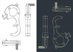 Archery release blueprints vector