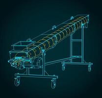 Mobile screw conveyor isometric blueprint vector