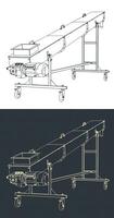 Mobile screw conveyor isometric blueprints vector