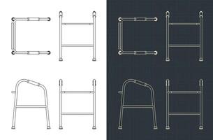 Walking aid blueprint vector