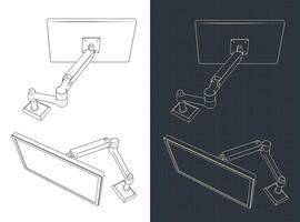 Single monitor arm mount blueprints vector