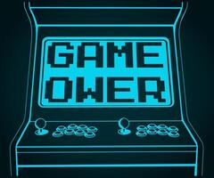 Retro arcade games cabinet close-up illustration vector