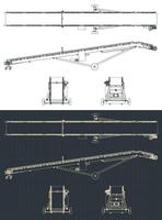 Mobile belt conveyor blueprints vector