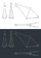 Bicycle frame blueprints vector