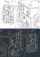 Milling machine control module close-up vector