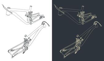 Bicycle frame drawings vector