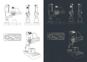 Drilling machine blueprints vector