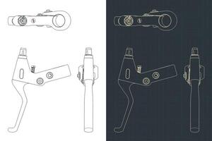 Bicycle brake lever blueprints vector