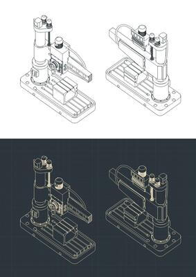 Drilling machine isometric blueprints