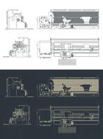 Milling machine blueprints vector