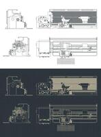 Milling machine blueprints vector