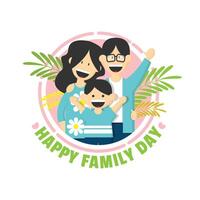 contento familia día póster con familia unión vector