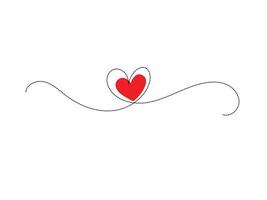 One continuous line heart drawing. Hand drawn illustration vector