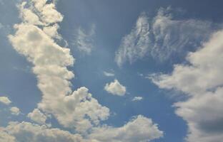 Beautiful blue sky background template with some space for input text message below isolated on blue photo