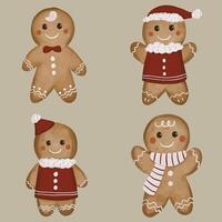 conjunto de galletas de jengibre de navidad vector