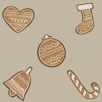 Christmas gingerbread cookies set vector