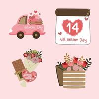 San Valentín día colección con dulces y regalos vector