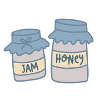 A jar of Jam and Honey Baking and cooking Ingredients, Food Preparation, Meal Preparation, Ingredients for cooking and baking graphic illustration vector