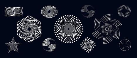 Circle dots pattern texture isolated on black background. vector