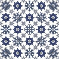 Pattern flowers blossom seamless vintage in blue. vector