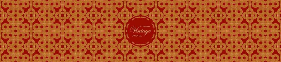 Vintage asia gold red pattern Chinese, Abstract pattern Japanese and Korean. vector